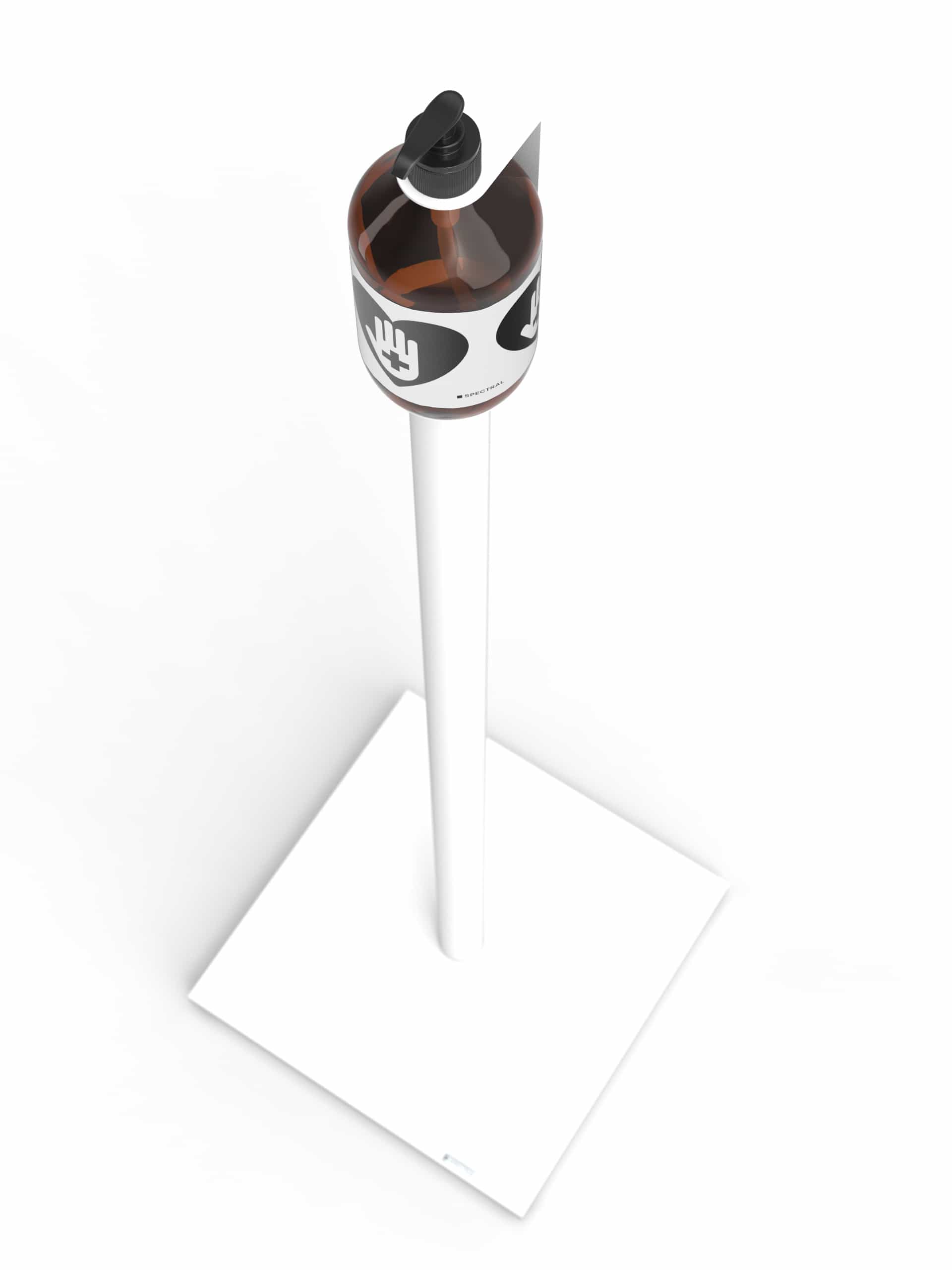 DX Stand DX202 mit stabilem Standfuss und edler Leerflasche aus Glas inklusive Pumpkopf